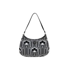 Prada Cleo One Shoulder Hobo bag jacquard knit black white